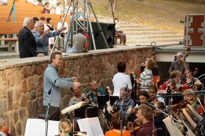 ppravy na operu Rusalka v Letnm kin - Norbert Baxa a orchestr pi zvukov zkouce